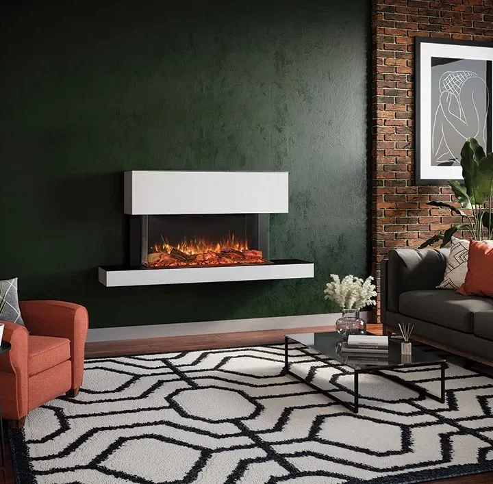 Bespoke Fireplace with dark green background